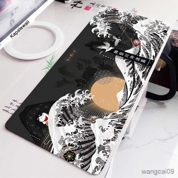 Image of Mouse Pads Wrist Black and White Wave Art Mouse Pad Large Computer Cool Gaming Pad to Mouse Keyboard Desk Mice R230609