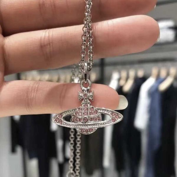 western empress dowager's classic pink diamond sparkling saturn necklace fashion punk design collar chain high edition, Silver
western empress dowager's classic pink diamond sparkling saturn necklace fashion punk design collar chain high edition, Silver