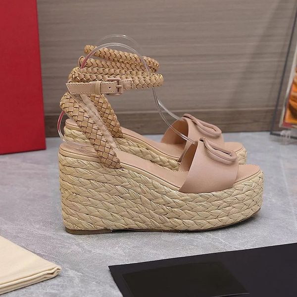 women platform sandals straw woven wedge ankle strap chunky heels block heel 110mm open toe toe dress shoe luxury designers sandal with box, Black
women platform sandals straw woven wedge ankle strap chunky heels block heel 110mm open toe toe dress shoe luxury designers sandal with box, Black