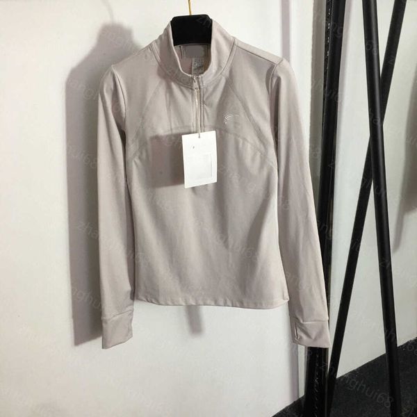 23ss womens t-shirt womens designer clothing rubber logo half-zip stand-up collar long-sleeved base shirt women clothes, White
23ss womens t-shirt womens designer clothing rubber logo half-zip stand-up collar long-sleeved base shirt women clothes, White