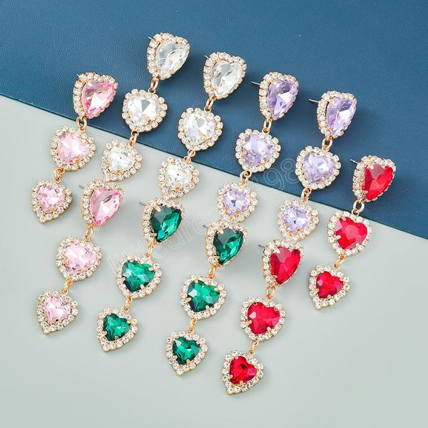 multicolor rhinestone heart dangle women's earrings wedding accessories fashion statement jewelry, Silver
multicolor rhinestone heart dangle women's earrings wedding accessories fashion statement jewelry, Silver