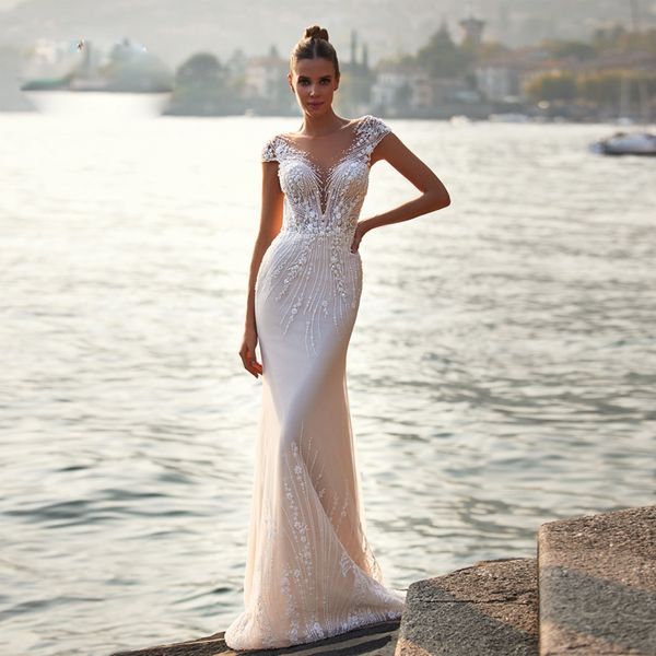 beautiful lace beads mermaid wedding dress short sleeve backless wedding bridal gown crystal women dresses for bride, White
beautiful lace beads mermaid wedding dress short sleeve backless wedding bridal gown crystal women dresses for bride, White