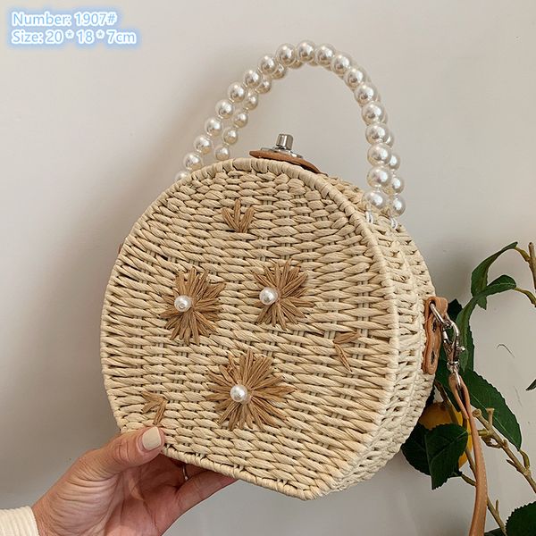 Personality womens shoulder bags 2 colors small and fresh finalize the design circular woven beach bag sweet beaded pearl handbag elegant embroidery handbags, Beige
Personality womens shoulder bags 2 colors small and fresh finalize the design circular woven beach bag sweet beaded pearl handbag elegant embroidery handbags, Beige