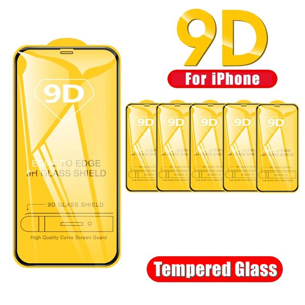 Image of 9D Screen Protector Full Cover Tempered Glass for IPhone 14 13 12 11 Pro Max Mini X XR XS Max 8 plus Multi-layer Reinforced