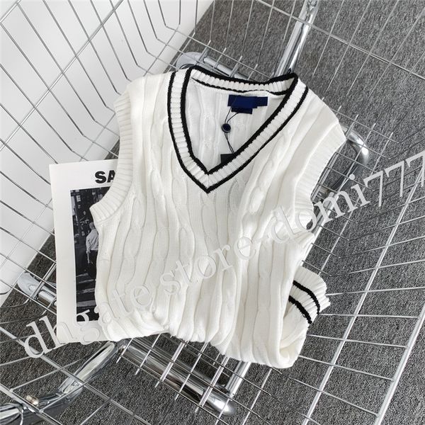 fashion embroidered logo women's knitted vest v-neck fried dough twists sleeveless sweater
fashion embroidered logo women's knitted vest v-neck fried dough twists sleeveless sweater