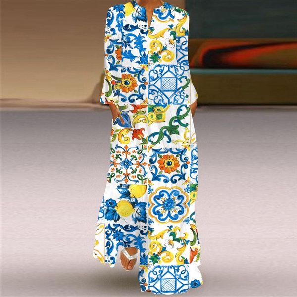 2022 summer spring boho beach maxi dress women retro print casual loose v neck long sleeve pocket large size long dress robe, Black;gray
2022 summer spring boho beach maxi dress women retro print casual loose v neck long sleeve pocket large size long dress robe, Black;gray