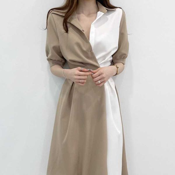 chicc summer french niche lapel design with contrast stitching one button waist short sleeve dress, White;black
chicc summer french niche lapel design with contrast stitching one button waist short sleeve dress, White;black