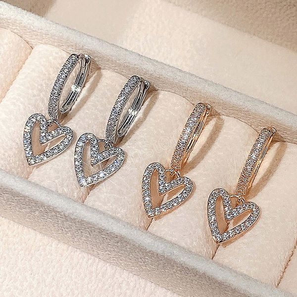 fashion fresh heart dangle earrings for women mosaic shiny cz stone simple stylish female earrings korean style jewelry, Silver
fashion fresh heart dangle earrings for women mosaic shiny cz stone simple stylish female earrings korean style jewelry, Silver