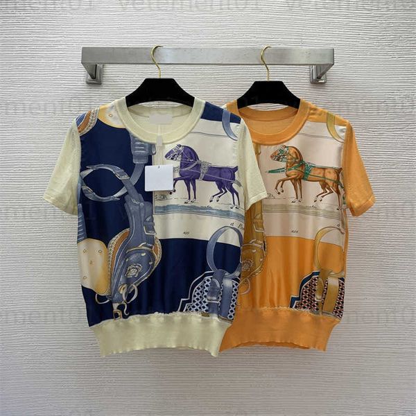 summer elegant designers women knitwear 100% silk twill carriage belt pattern print round neck pullover knit short sleeve r knit tshirt, White
summer elegant designers women knitwear 100% silk twill carriage belt pattern print round neck pullover knit short sleeve r knit tshirt, White