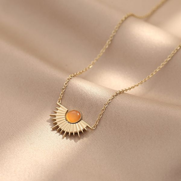 gold plated necklace for women jewelry titanium steel stone big pendant necklace luxury choker korea style wholesale, Silver
gold plated necklace for women jewelry titanium steel stone big pendant necklace luxury choker korea style wholesale, Silver