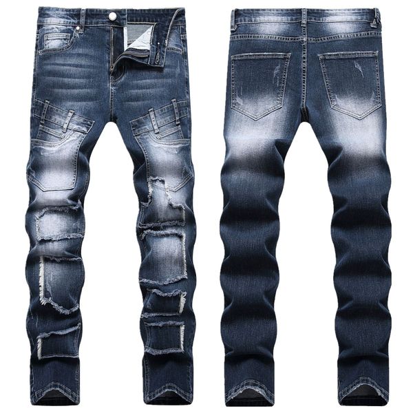 stacked jeans men's slim fit rigged distressed jeans regular stretch long jeans for men, Blue
stacked jeans men's slim fit rigged distressed jeans regular stretch long jeans for men, Blue