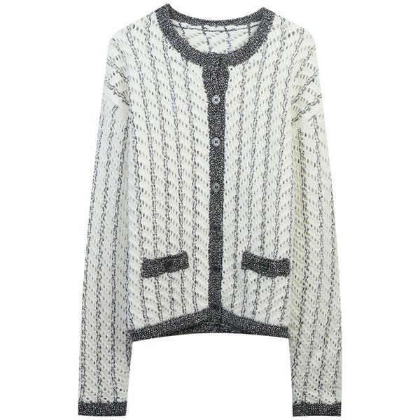 602 xl 2023 summer sweaters women's pullover sweater white striped crew neck long sleeve brand same style women's mingmo, White;black
602 xl 2023 summer sweaters women's pullover sweater white striped crew neck long sleeve brand same style women's mingmo, White;black