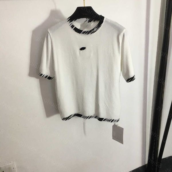 23ss womens designer clothing womens knits color contrast towel embroidery logo crew neck short sleeve sweater t-shirt womens clothes, White
23ss womens designer clothing womens knits color contrast towel embroidery logo crew neck short sleeve sweater t-shirt womens clothes, White