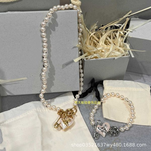 new western empress dowager pearl pin necklace comparison saturn heart bracelet, Silver
new western empress dowager pearl pin necklace comparison saturn heart bracelet, Silver