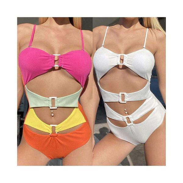 patchwork spaghetti straps one piece swimsuit womens triangle spring bikini, White;black
patchwork spaghetti straps one piece swimsuit womens triangle spring bikini, White;black