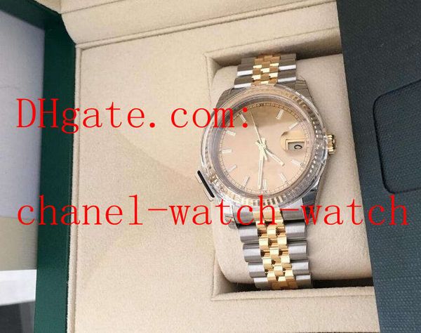 stainless steel men's wristwatches 36mm 18k gold dial 116233 automatic machinery movement mens watch box/papers, Slivery;brown 
stainless steel men's wristwatches 36mm 18k gold dial 116233 automatic machinery movement mens watch box/papers, Slivery;brown