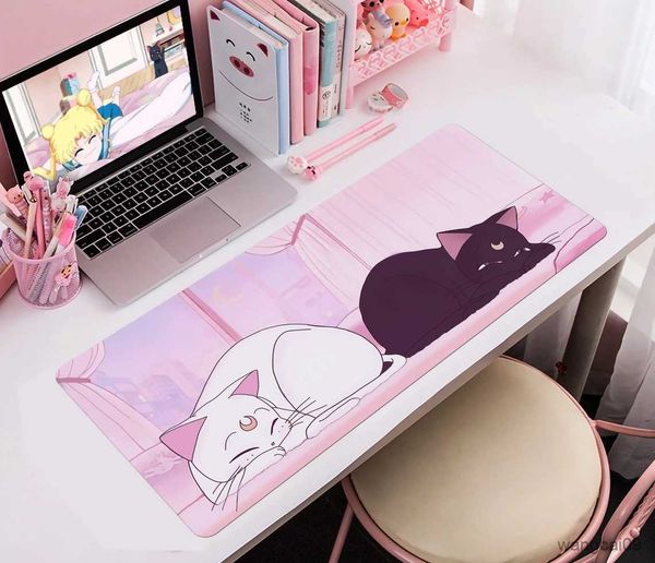 Image of Mouse Pads Wrist cute cats extended gaming desk High Quality Pink mouse pad Gamer keyboard R230718