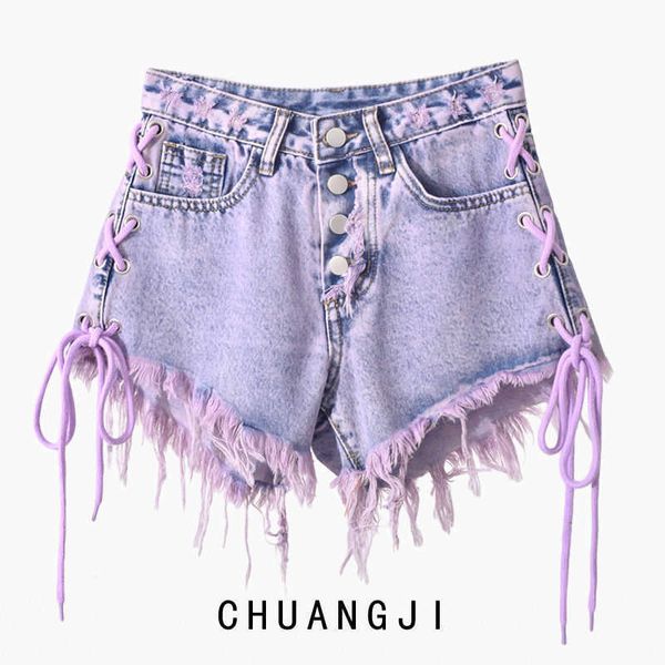 purple tassel lace up denim shorts women's summer high waist button trendy girls with hairy edges and thin a-shaped wide leg pants, White;black
purple tassel lace up denim shorts women's summer high waist button trendy girls with hairy edges and thin a-shaped wide leg pants, White;black