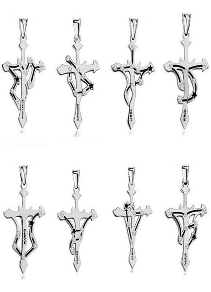 men and women twelve constellation necklace cross personality titanium steel pendant djn38 mix order pendant necklaces jewelry1390906, Silver 
men and women twelve constellation necklace cross personality titanium steel pendant djn38 mix order pendant necklaces jewelry1390906, Silver
