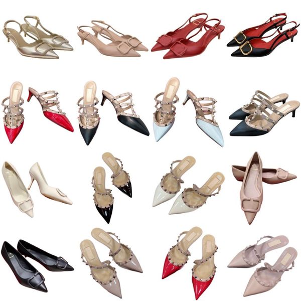 sandals patent leather designer shoes rivets high heels pointed toe party shoes summer outdoor slippers stiletto heel women's shoes str, Black
sandals patent leather designer shoes rivets high heels pointed toe party shoes summer outdoor slippers stiletto heel women's shoes str, Black
