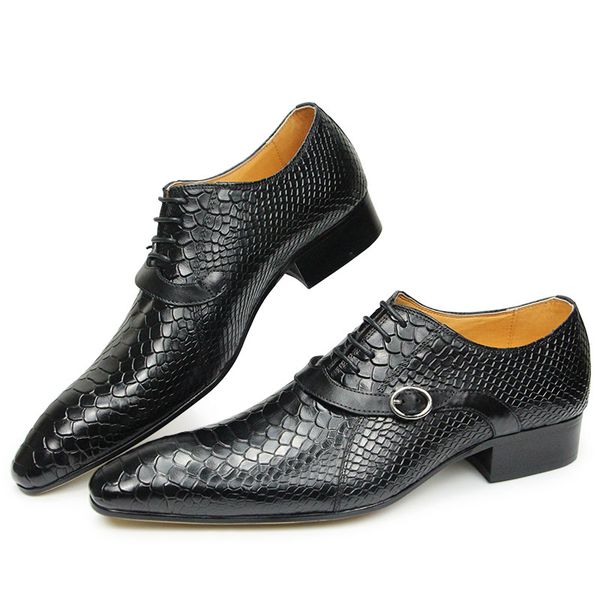 men dress shoes formal oxfords serpentine&metal buckle decorate wedding wear elegant casual leather zapatos de hombre gift, Black
men dress shoes formal oxfords serpentine&metal buckle decorate wedding wear elegant casual leather zapatos de hombre gift, Black