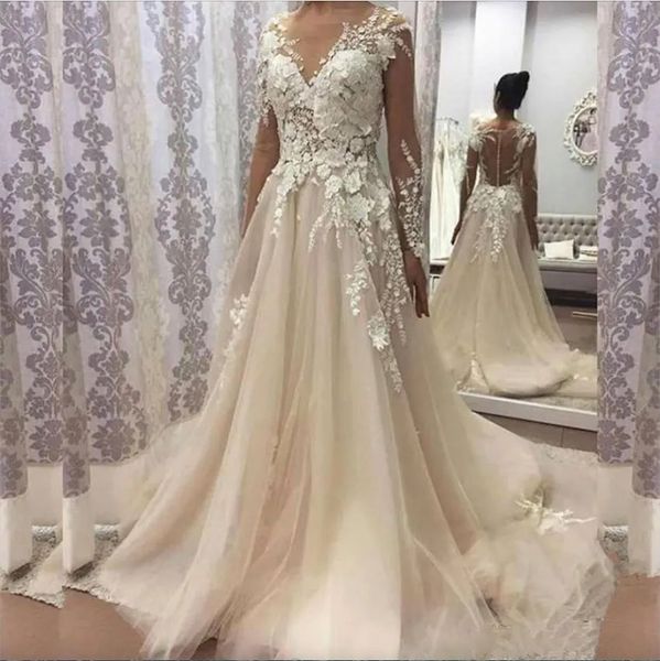 2023 gorgeous wedding dresses bridal gown tulle lace applique long sleeves illusion back a line sweep train plus size custom made garden ves, White
2023 gorgeous wedding dresses bridal gown tulle lace applique long sleeves illusion back a line sweep train plus size custom made garden ves, White