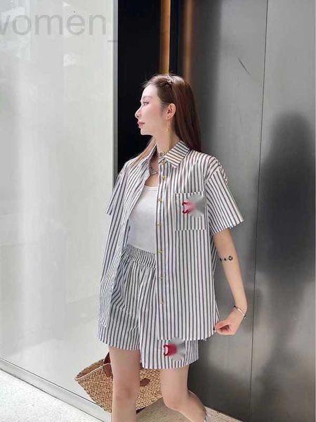 women's two piece pants designer ce spring/summer new fashion set temperament stripe contrast triumphal arch shirt wide leg shorts l8as, White
women's two piece pants designer ce spring/summer new fashion set temperament stripe contrast triumphal arch shirt wide leg shorts l8as, White