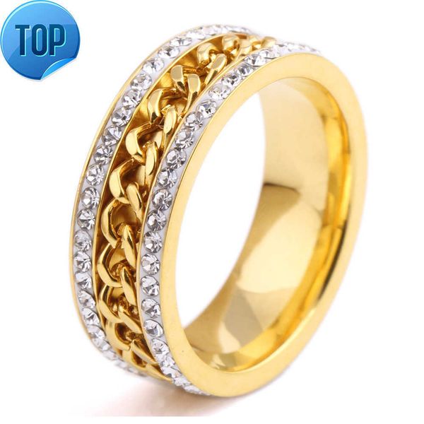 2022 fashion spinner ring women chain 18k gold plated steel stainless rings jewelry custom, Silver
2022 fashion spinner ring women chain 18k gold plated steel stainless rings jewelry custom, Silver