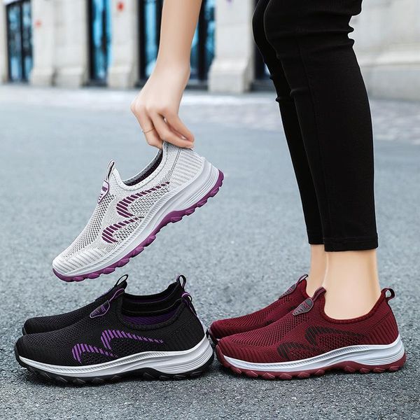 

2023ss women's walking shoes breathable casual sports shoes for middle-aged and elderly couples travel outing sneakers designer sneaker, Grape purple