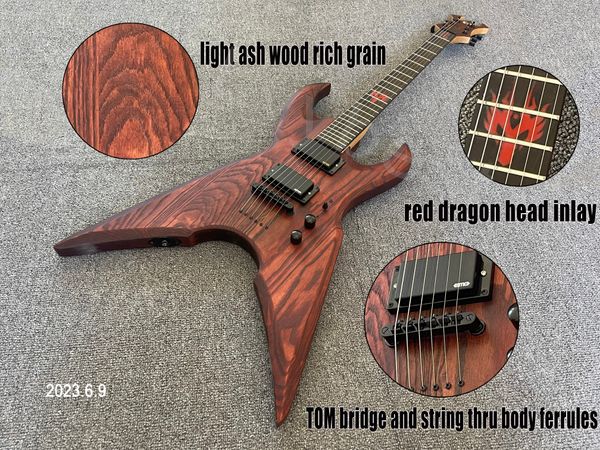 electric guitar light ash wood satin finished brown color black parts sctive pickups hh string thru body ferrules red inlay
electric guitar light ash wood satin finished brown color black parts sctive pickups hh string thru body ferrules red inlay