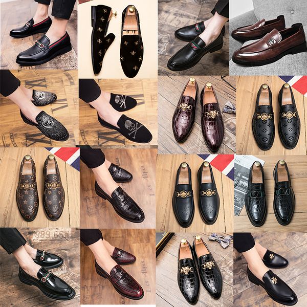 luxury brand designer brogue solid color leffer shoes pointed men glossy casual shoes gentleman formal business leather shoes, Black
luxury brand designer brogue solid color leffer shoes pointed men glossy casual shoes gentleman formal business leather shoes, Black