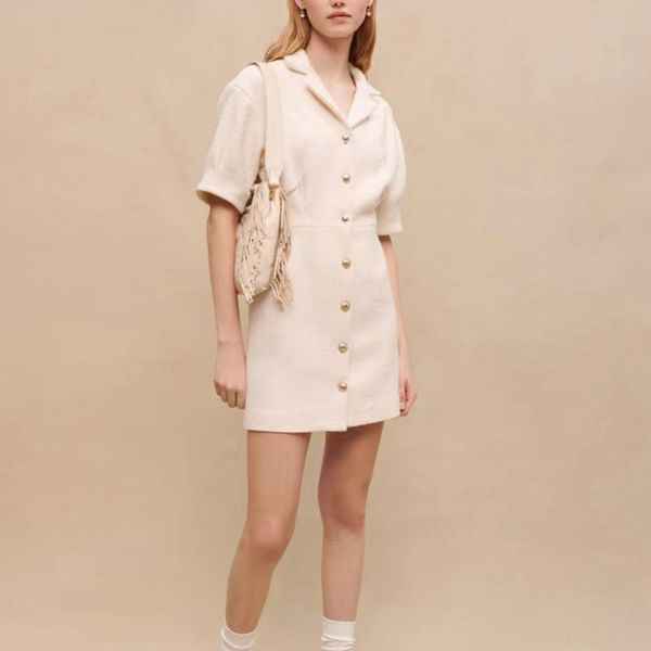 2023 women designer summer dress dress french style white waistband shirt style tweed dress, Black;gray
2023 women designer summer dress dress french style white waistband shirt style tweed dress, Black;gray