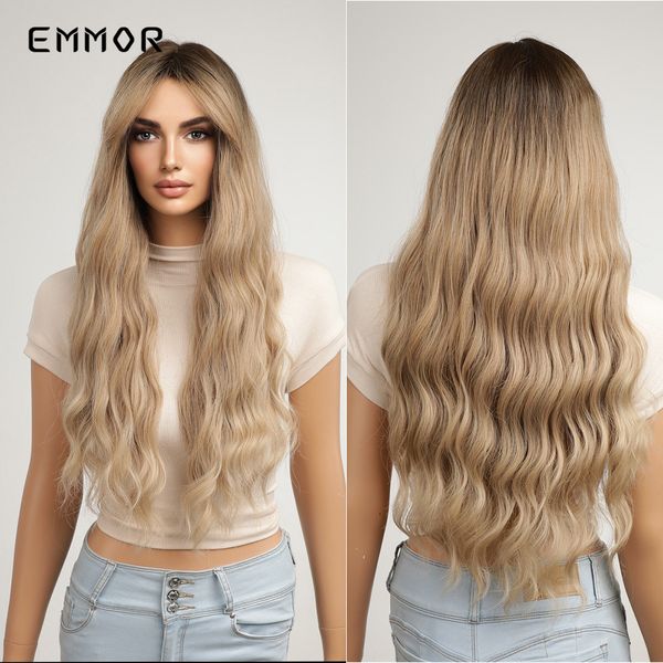 synthetic long wavy wigs with bangs for women cosplay natural ombre brown to light blonde hair wig high temperature fiberfactor, Black
synthetic long wavy wigs with bangs for women cosplay natural ombre brown to light blonde hair wig high temperature fiberfactor, Black