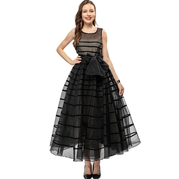 women's runway dresses o neck sleeveless tiered lace up bow elegant fashion party prom gown, Black
women's runway dresses o neck sleeveless tiered lace up bow elegant fashion party prom gown, Black