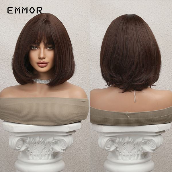 emmor synthetic natural short brown water straight hair wig with bangs for women heat resistant bob wigs dailycosplay party wigs, Black
emmor synthetic natural short brown water straight hair wig with bangs for women heat resistant bob wigs dailycosplay party wigs, Black