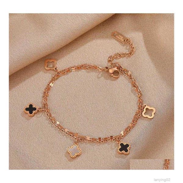 charm bracelets leaf clover steel rose gold bracelet womens dign friends student temperament korean simple hand jewelry244i dro dh87q, Golden;silver
charm bracelets leaf clover steel rose gold bracelet womens dign friends student temperament korean simple hand jewelry244i dro dh87q, Golden;silver