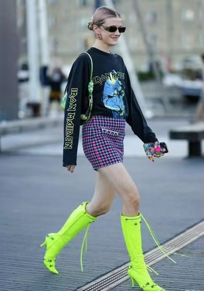 2022 women pointed toe super high heel side open zipper rivets pin buckle large size knee-high boots high heels ladies shoes, Black
2022 women pointed toe super high heel side open zipper rivets pin buckle large size knee-high boots high heels ladies shoes, Black