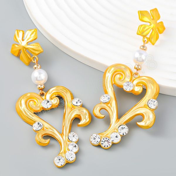 fashion metal imitation pearl heart shape geometric earrings women's classic vintage dangle earrings banquet jewelry accessories, Silver
fashion metal imitation pearl heart shape geometric earrings women's classic vintage dangle earrings banquet jewelry accessories, Silver