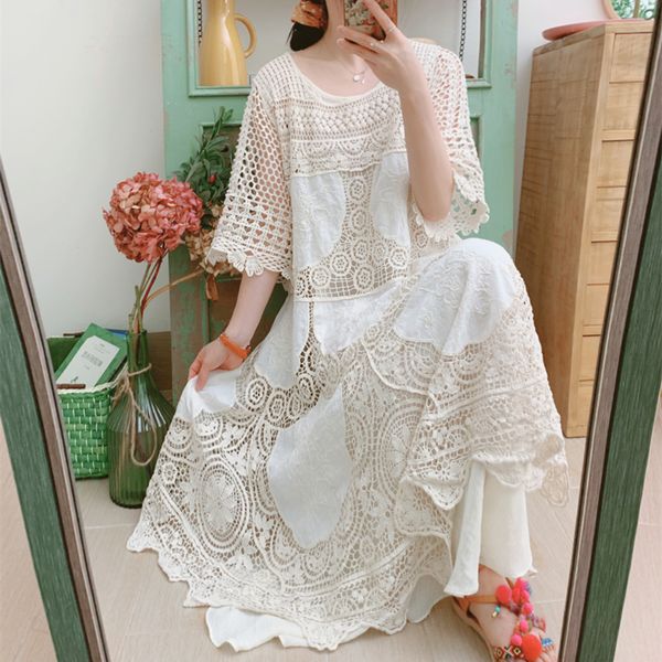 mori girl vintage fairy lace dress flare sleeve hollow crochet embroidery medium length loose waist women bohemian dress, Black;gray
mori girl vintage fairy lace dress flare sleeve hollow crochet embroidery medium length loose waist women bohemian dress, Black;gray