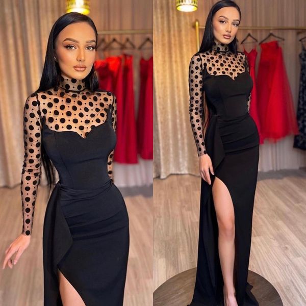 black prom dresses illusion high neck long sleeves party evening gowns pleats slit formal long special occasion dress
black prom dresses illusion high neck long sleeves party evening gowns pleats slit formal long special occasion dress