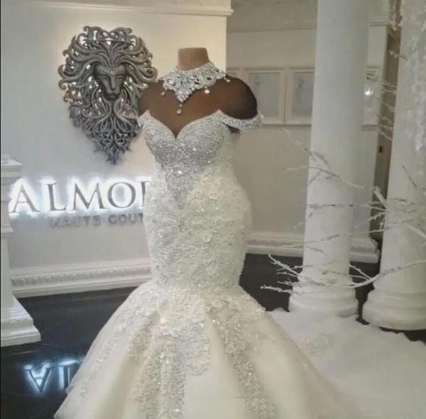 custom made luxury dubai arabic mermaid wedding dresses plus size beading crystals court train wedding dress bridal gowns, White
custom made luxury dubai arabic mermaid wedding dresses plus size beading crystals court train wedding dress bridal gowns, White