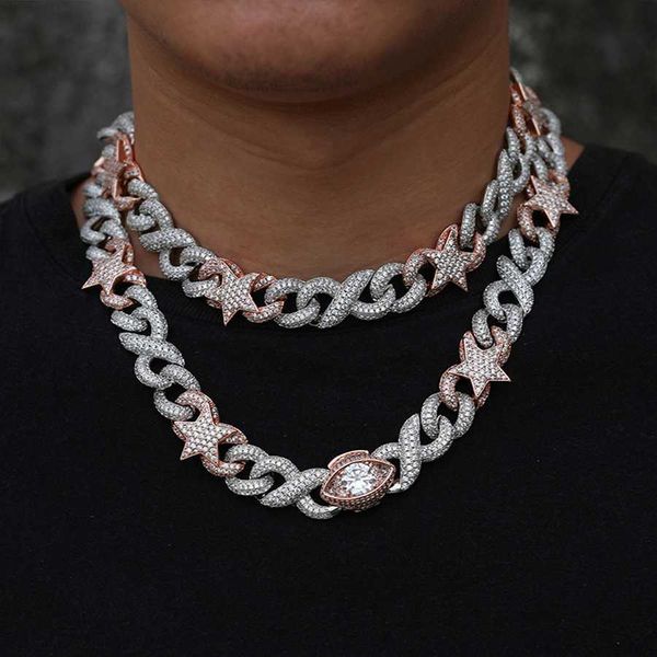 wholesale hip hop jewelry iced out 18k 24k rose gold plated necklace star evil eyes 18mm miami cuban link chain, Silver
wholesale hip hop jewelry iced out 18k 24k rose gold plated necklace star evil eyes 18mm miami cuban link chain, Silver