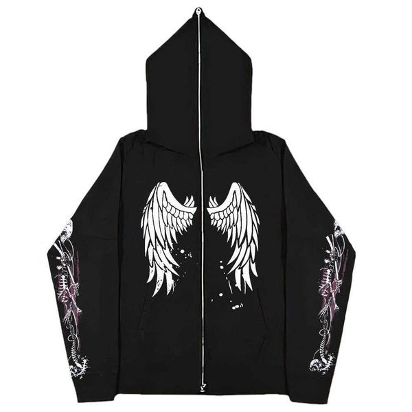 2023 dark sweatshirt men's and women's hoodies gothic couple print loose zipper sweatshirt, Black
2023 dark sweatshirt men's and women's hoodies gothic couple print loose zipper sweatshirt, Black