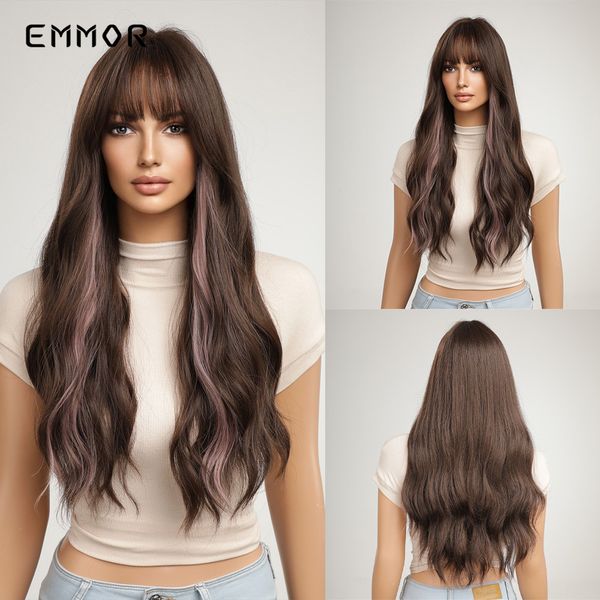 ombre highlight brown pink wig synthetic long wavy wigs with bangs for women party cosplay natural high temperature fiberfactor, Black
ombre highlight brown pink wig synthetic long wavy wigs with bangs for women party cosplay natural high temperature fiberfactor, Black