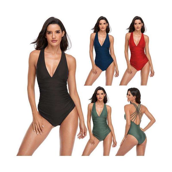 solid color swimsuit one piece briefs tight multi strap pleated covering belly thin womens, White;black
solid color swimsuit one piece briefs tight multi strap pleated covering belly thin womens, White;black