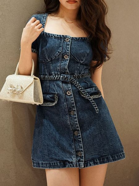 casual dresses s-elf-portrait women cotton denim dress square neck short sleeve mini shirt dress, Black;gray
casual dresses s-elf-portrait women cotton denim dress square neck short sleeve mini shirt dress, Black;gray