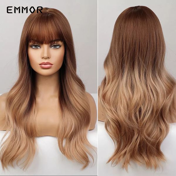 synthetic long wavy ombre brown blonde wigs with bangs natural wig for african women heat resistant cosplay hair wigsfactory di, Black
synthetic long wavy ombre brown blonde wigs with bangs natural wig for african women heat resistant cosplay hair wigsfactory di, Black