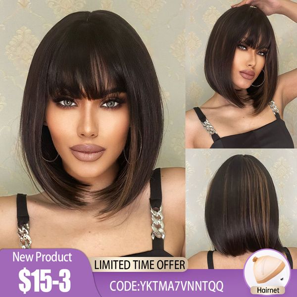 short straight synthetic wigs with bang natural brown black hair wig for women cosplay party heat resistant wigfactory direct
short straight synthetic wigs with bang natural brown black hair wig for women cosplay party heat resistant wigfactory direct