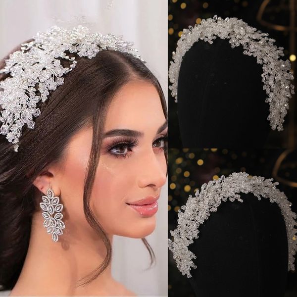bride exquisite handmade super sparkling double layer ice and snow crystal hair hoops earrings set wedding and makeup accessories, Silver
bride exquisite handmade super sparkling double layer ice and snow crystal hair hoops earrings set wedding and makeup accessories, Silver