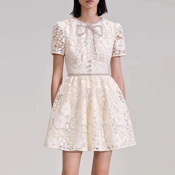 2023 women designer summer dress dress high waisted diamond bow cut out water-soluble lace dress for women, Black;gray
2023 women designer summer dress dress high waisted diamond bow cut out water-soluble lace dress for women, Black;gray